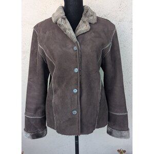 💜Luxe Suede Coat with Faux Shearling Lining & Trim